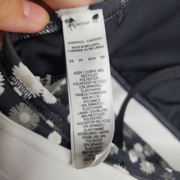 Nike Dri-Fit Indy Black & White Floral Print Swoosh Logo Racerback Sports Bra - Picture 7 of 7